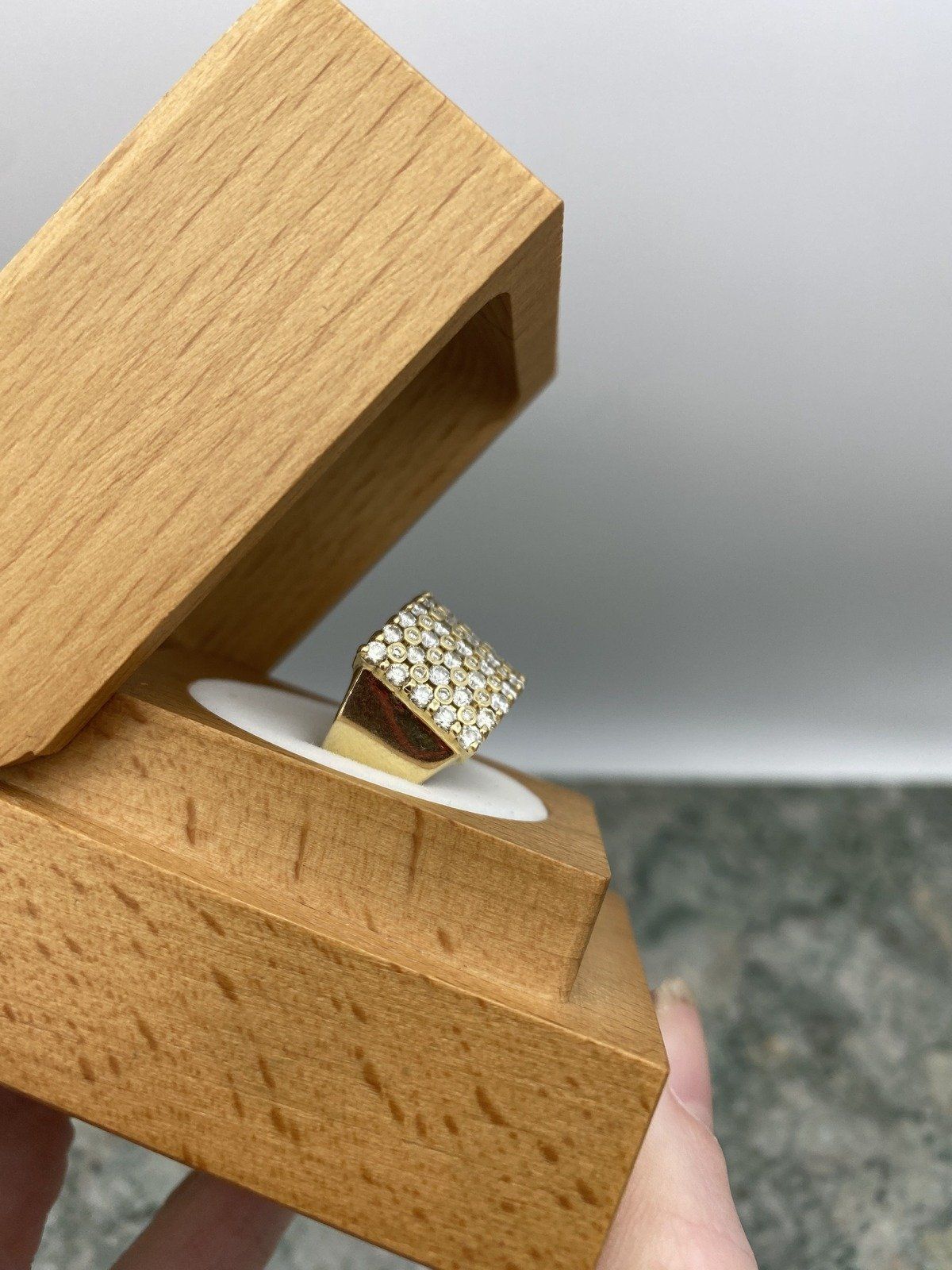 Stunner 14k Gold Wide Pave Diamond Ring Cuff Band 4
