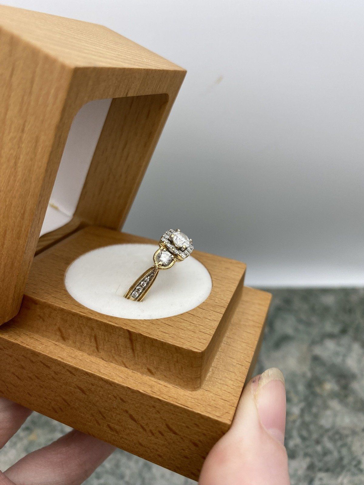 14k Gold .50ct Center Diamond Bridal Ring with Milgrain Details + Flared Shoulders 3