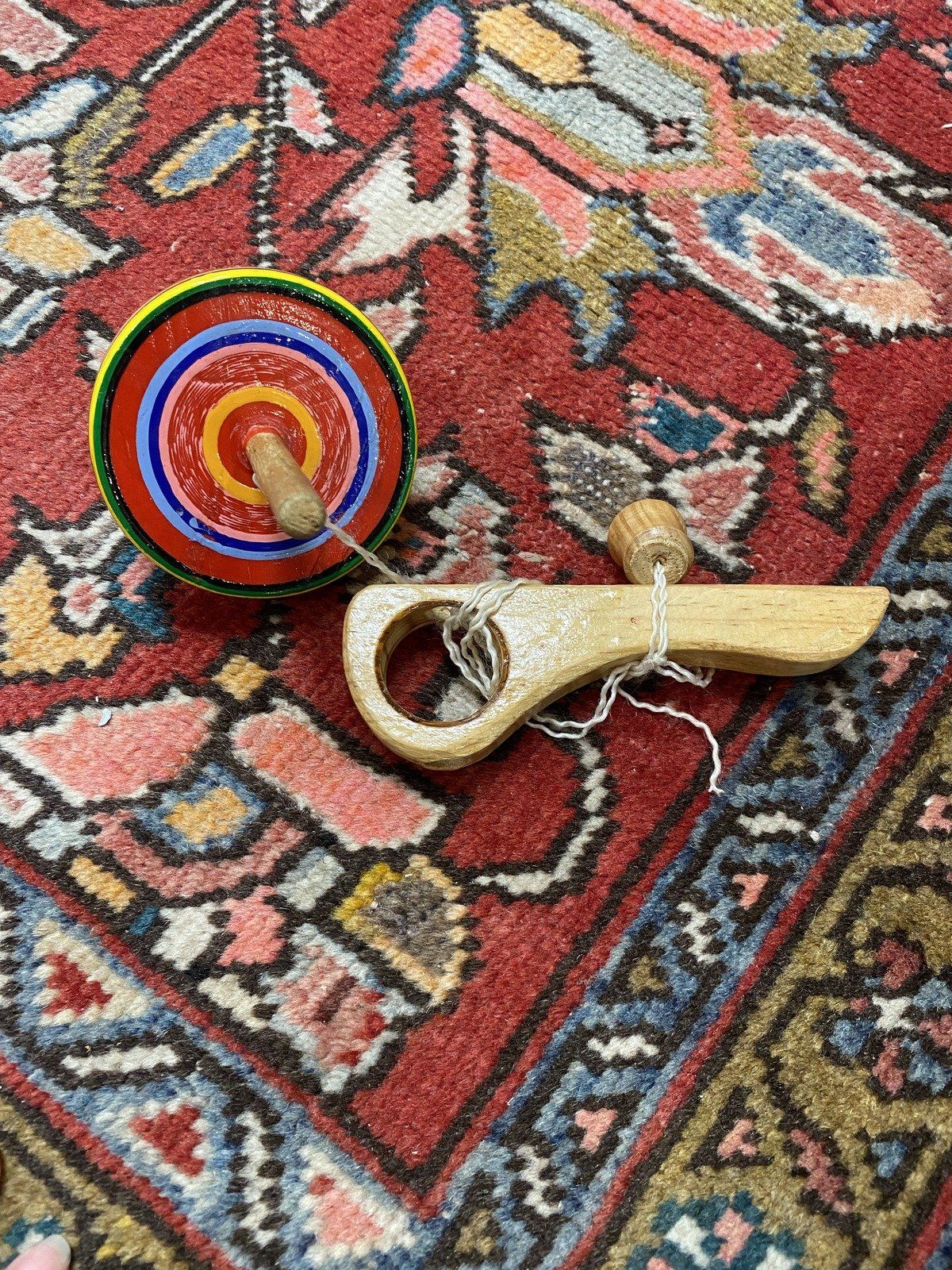 Vintage Hand Crafted Wooden Toy Spinning Top 3