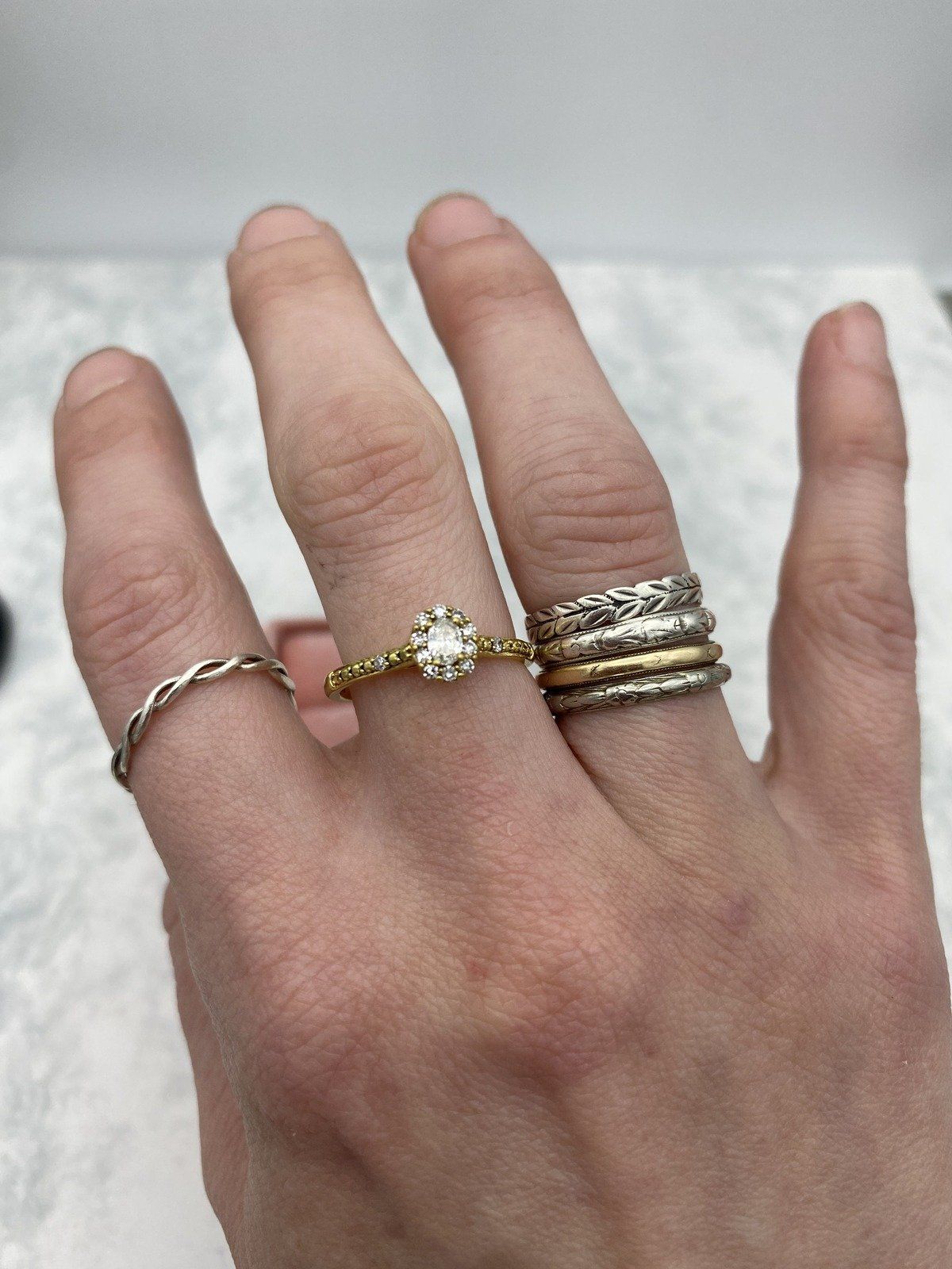 Gold Vermeil Sterling Silver Lab Grown Diamond Oval Halo Ring #3494 5