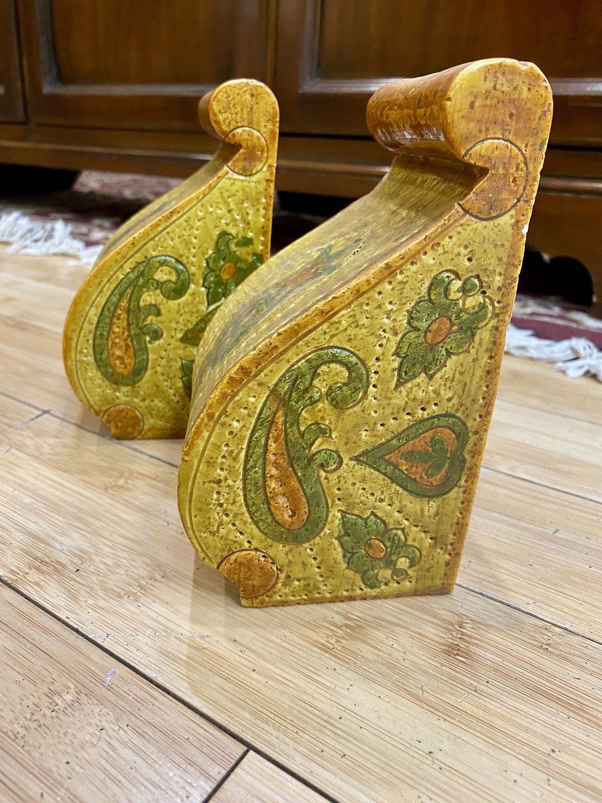 Mid Century Italian Ceramic Paisley Pottery Bookends by Rosenthal Netter 3