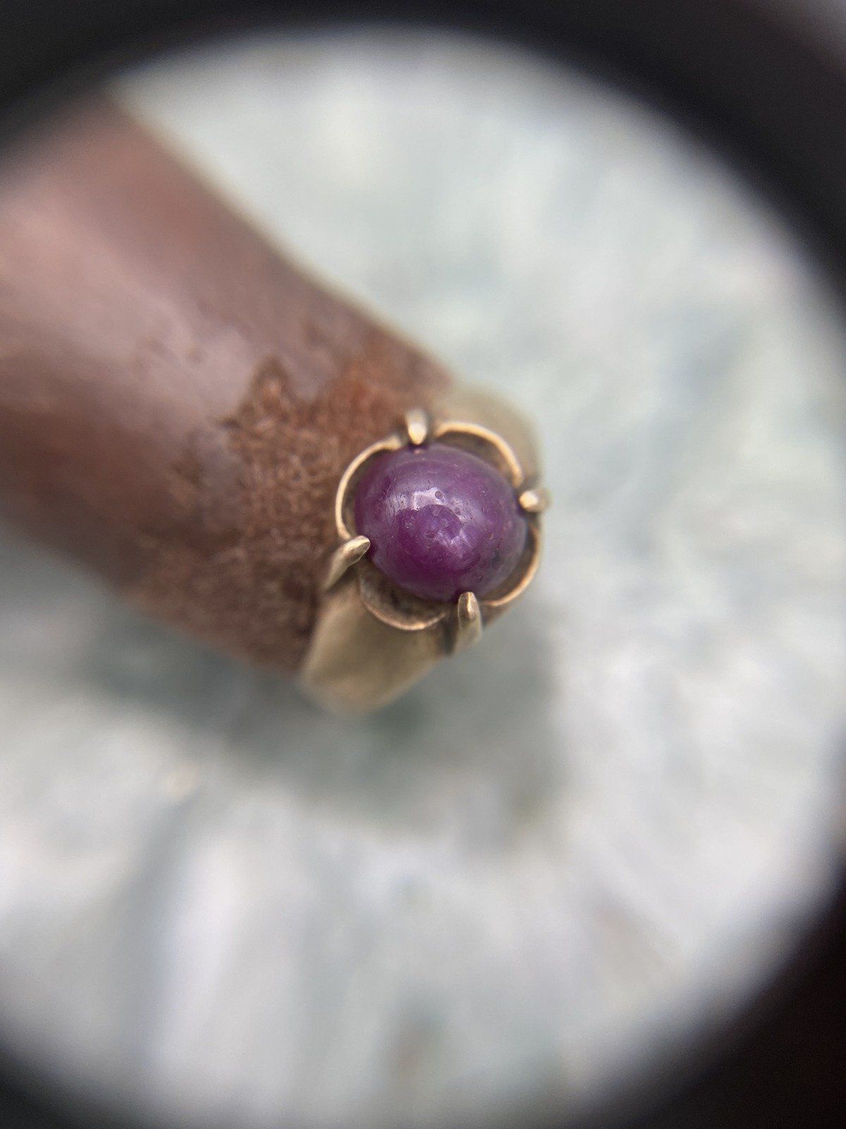 Very Old + Very Small Antique Bliss Ruby Belcher Set 10k Gold Pinky Ring 6
