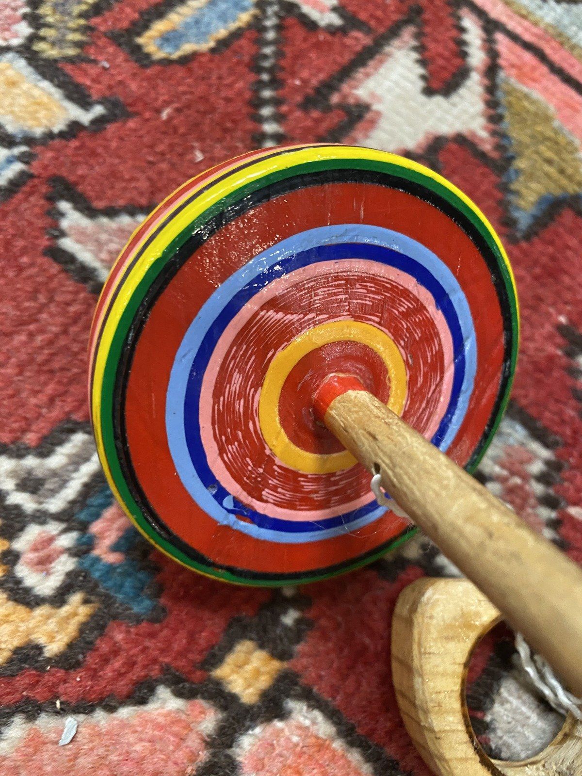 Vintage Hand Crafted Wooden Toy Spinning Top 2