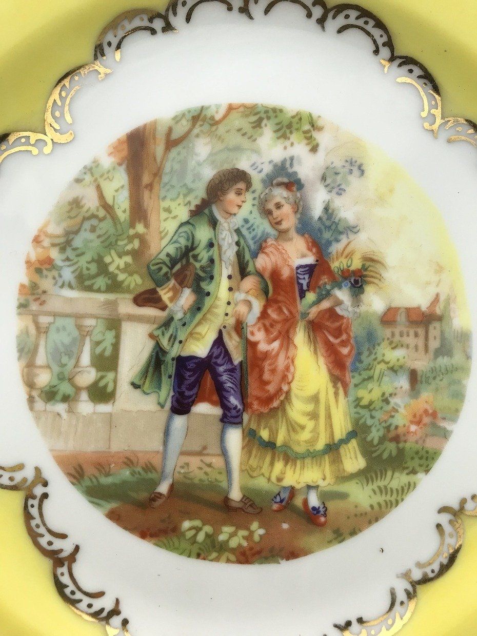 Epiag Royal Czechoslovakian Porcelain Bohemian Yellow Portrait Plate 2