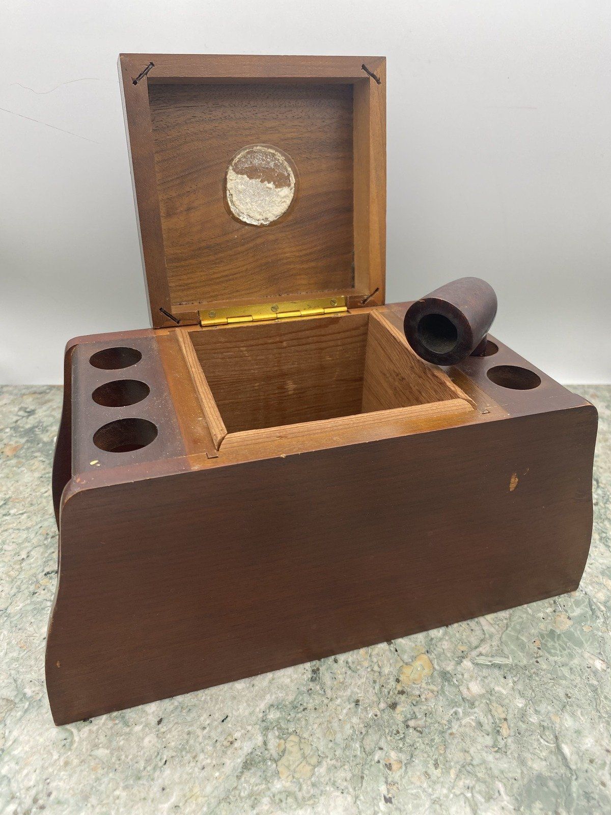 Wooden Tobacco Pipe Stand Storage Box + Pipe 2