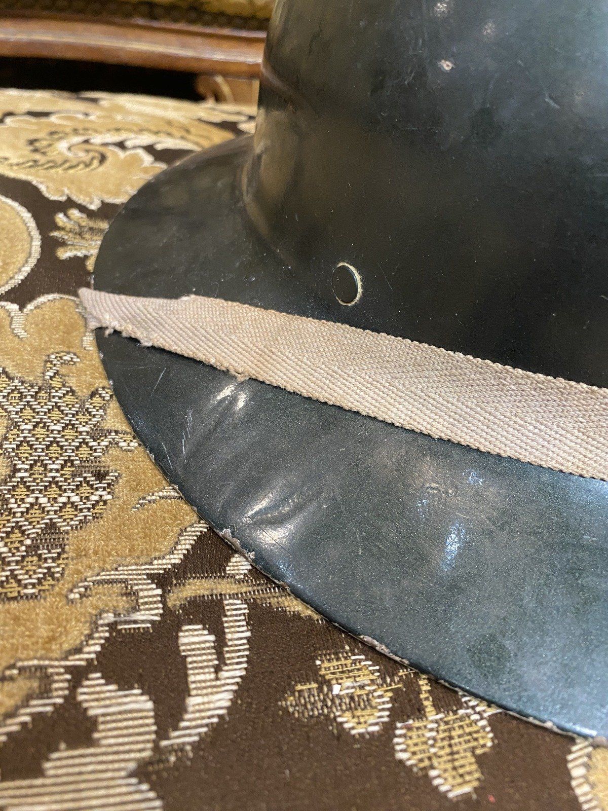 Vintage 1950s/60s Metal Foresters/Civilian Worker Hard Hat w 70s/80s Additional Folk Art Flag 8
