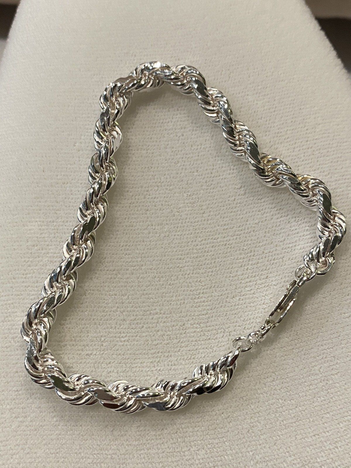 Chain, sterling silver, 6mm diamond-cut French rope, 7 inches.