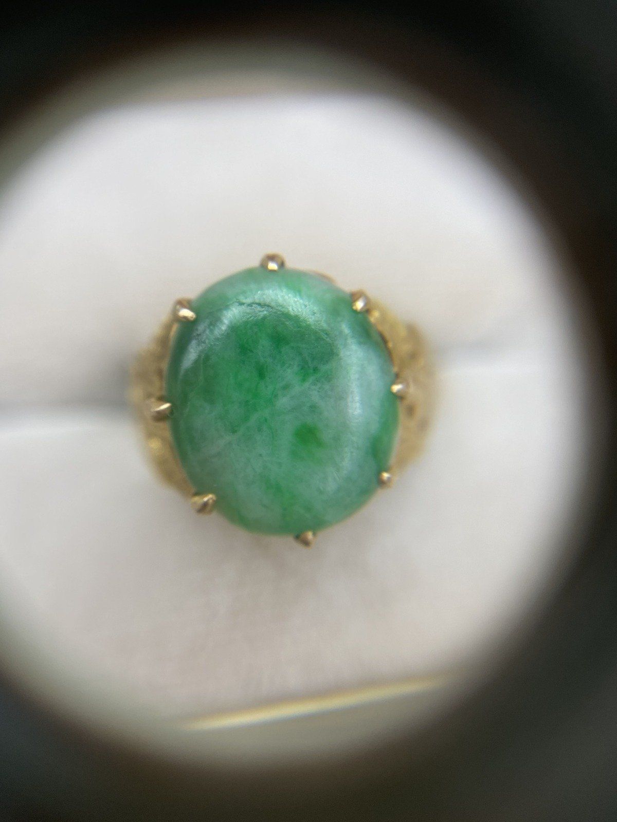 Antique 22k Gold Natural Jade Ring w Fauna Shoulders #2804 4