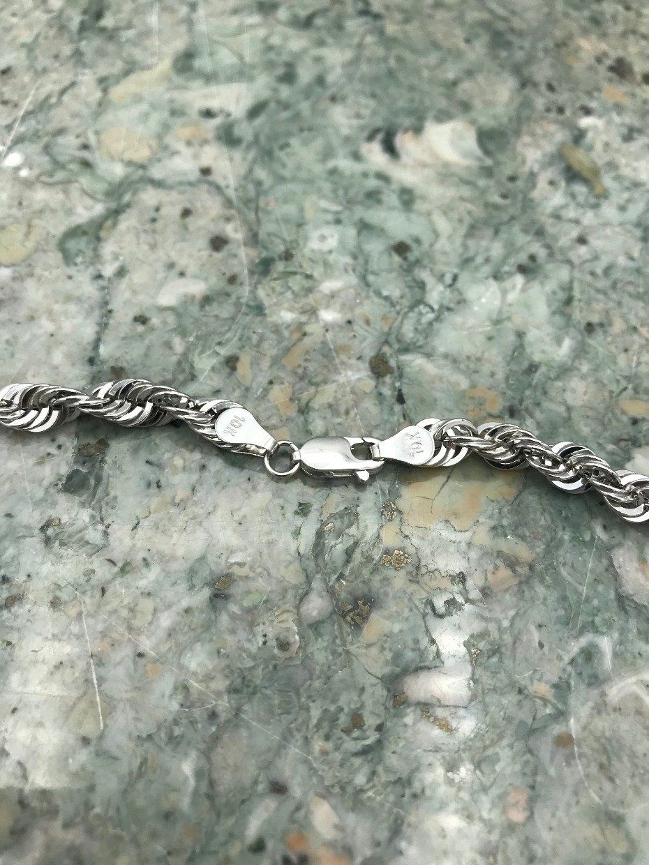 10k White Gold Hollow 4mm Twisted Rope 20 Necklace Chain 3
