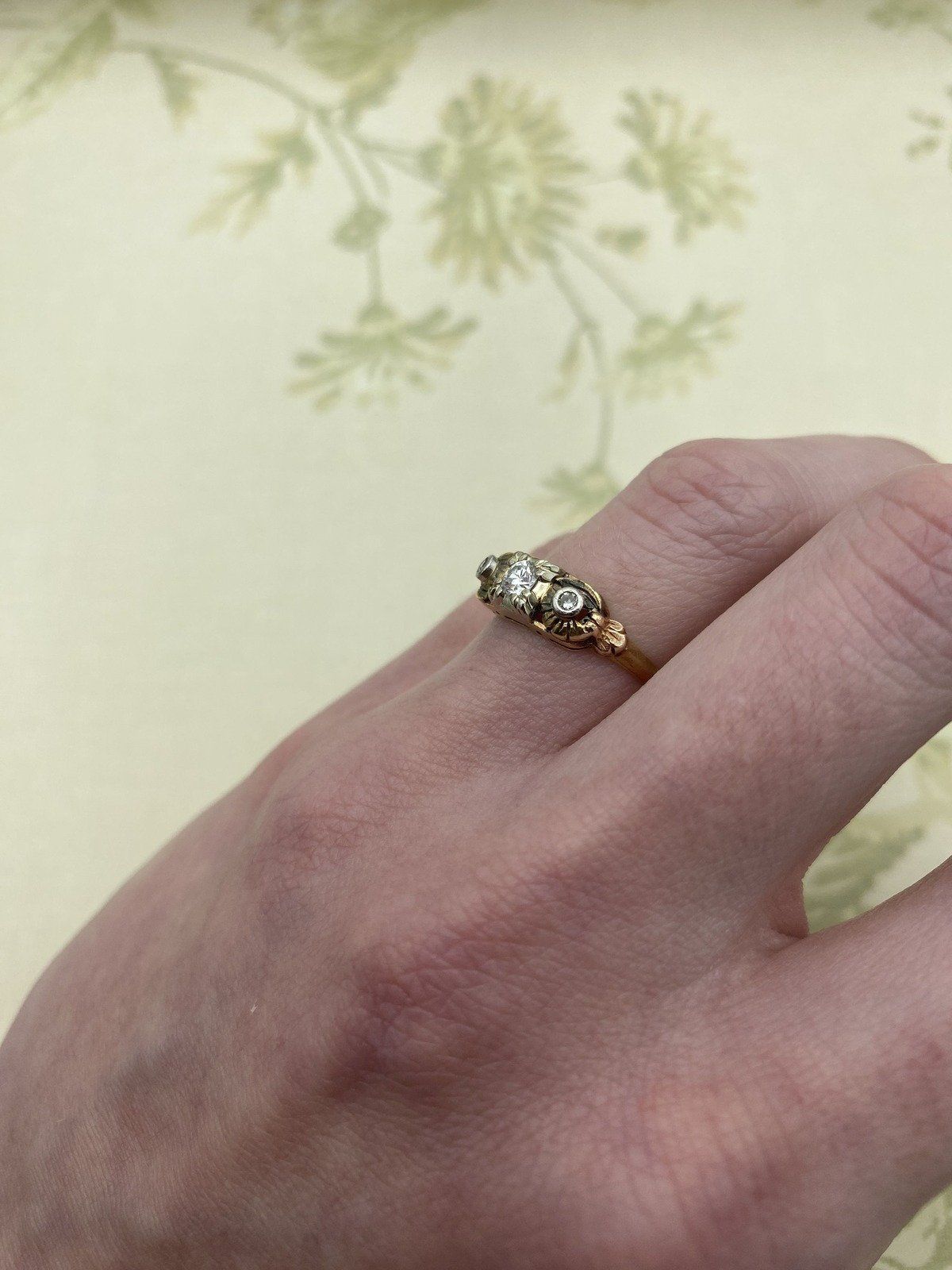 Antique Victorian Ornamental Old Euro Diamond Ring w Bezel Diamond Shoulders #2218 9