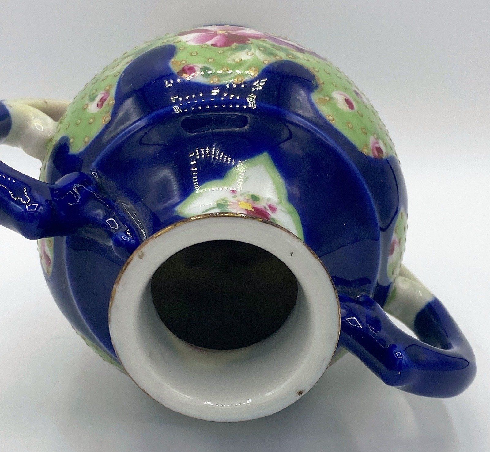 Antique Cobalt Blue Japanese Moriage Vase 8 6