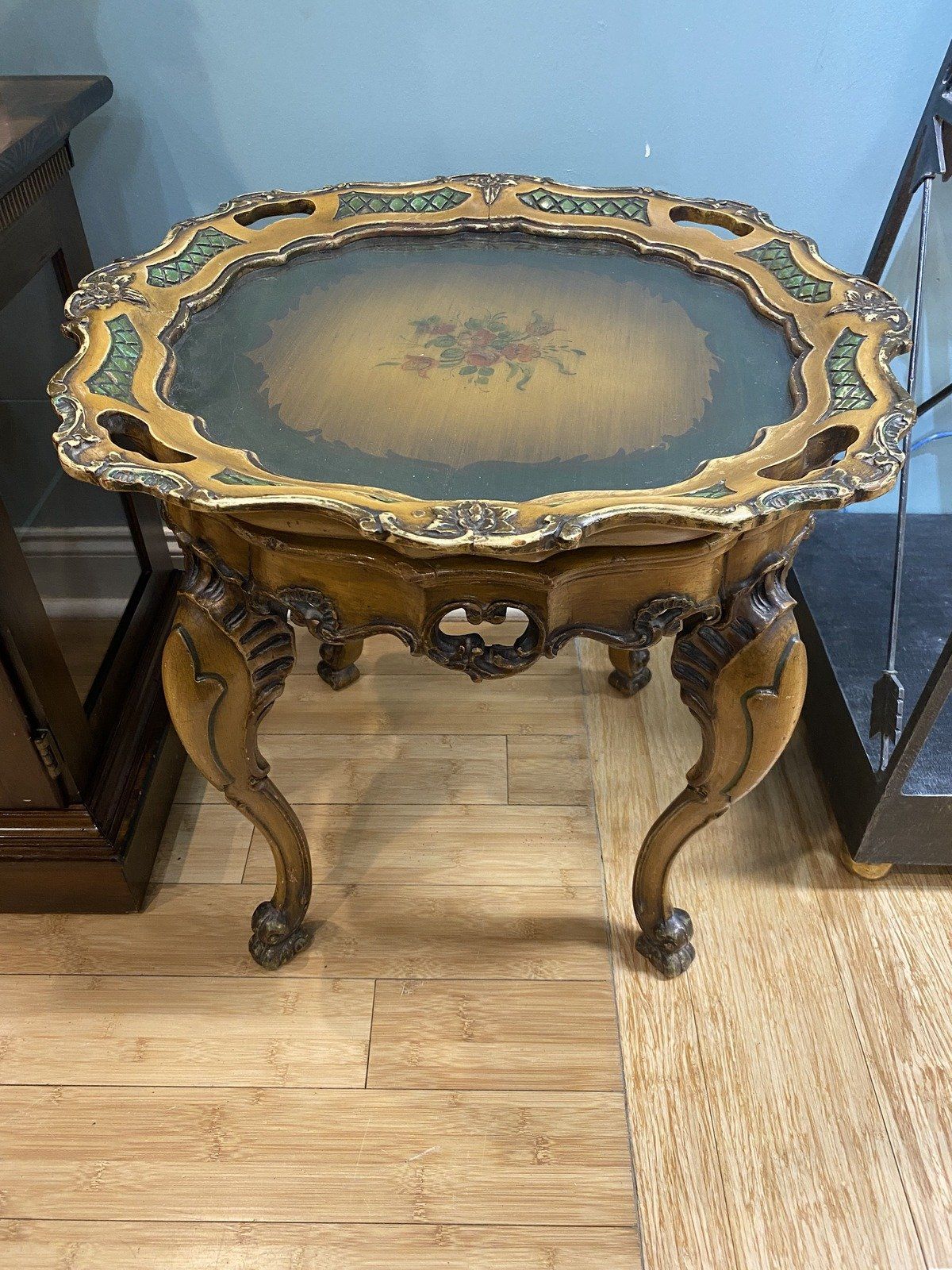 Antique Louis XV Repro Rococo Style Lift Buffet Tray Table