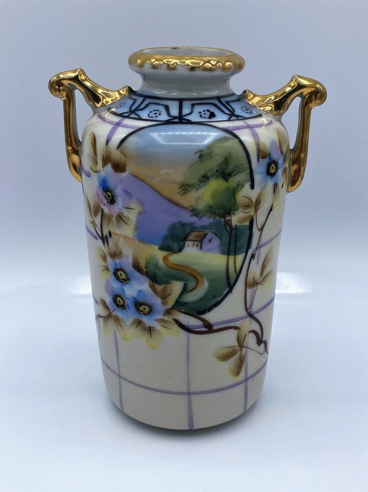 Antique Nippon 2 Handled Vase Green Mark #47