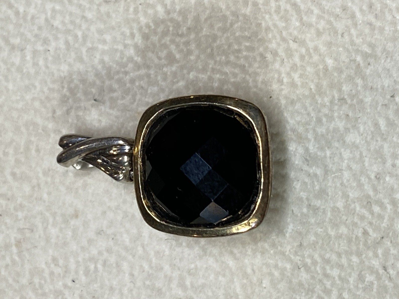 10k Gold and Sterling and Onyx Drop Pendant 2
