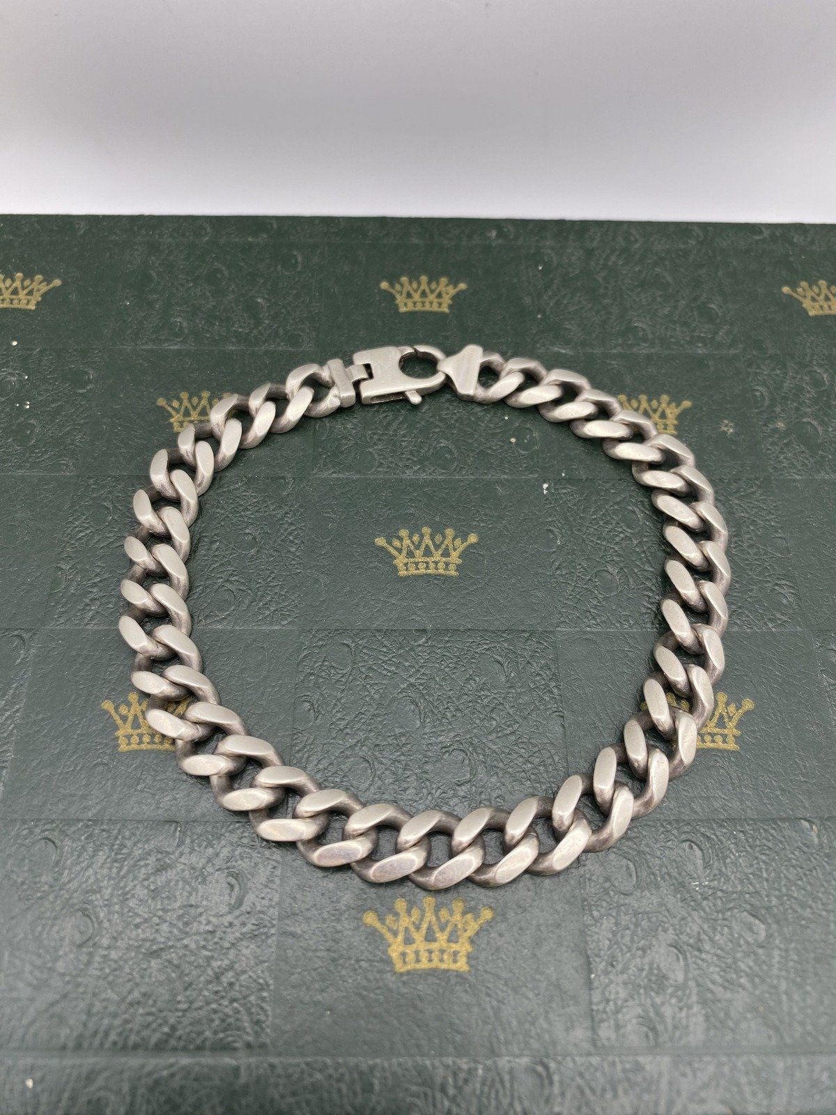 Men's Vintage Sterling Silver 9mm Curb Link 9.25L Bracelet #2366 2