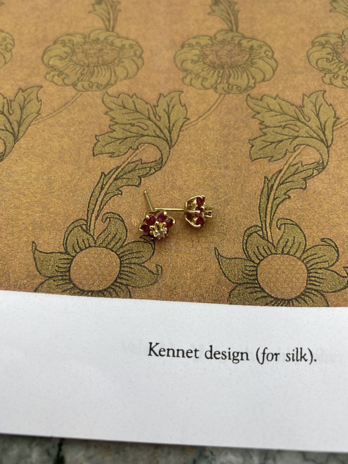 14k Gold Ruby + Diamond Floral Cluster Stud Earrings 3