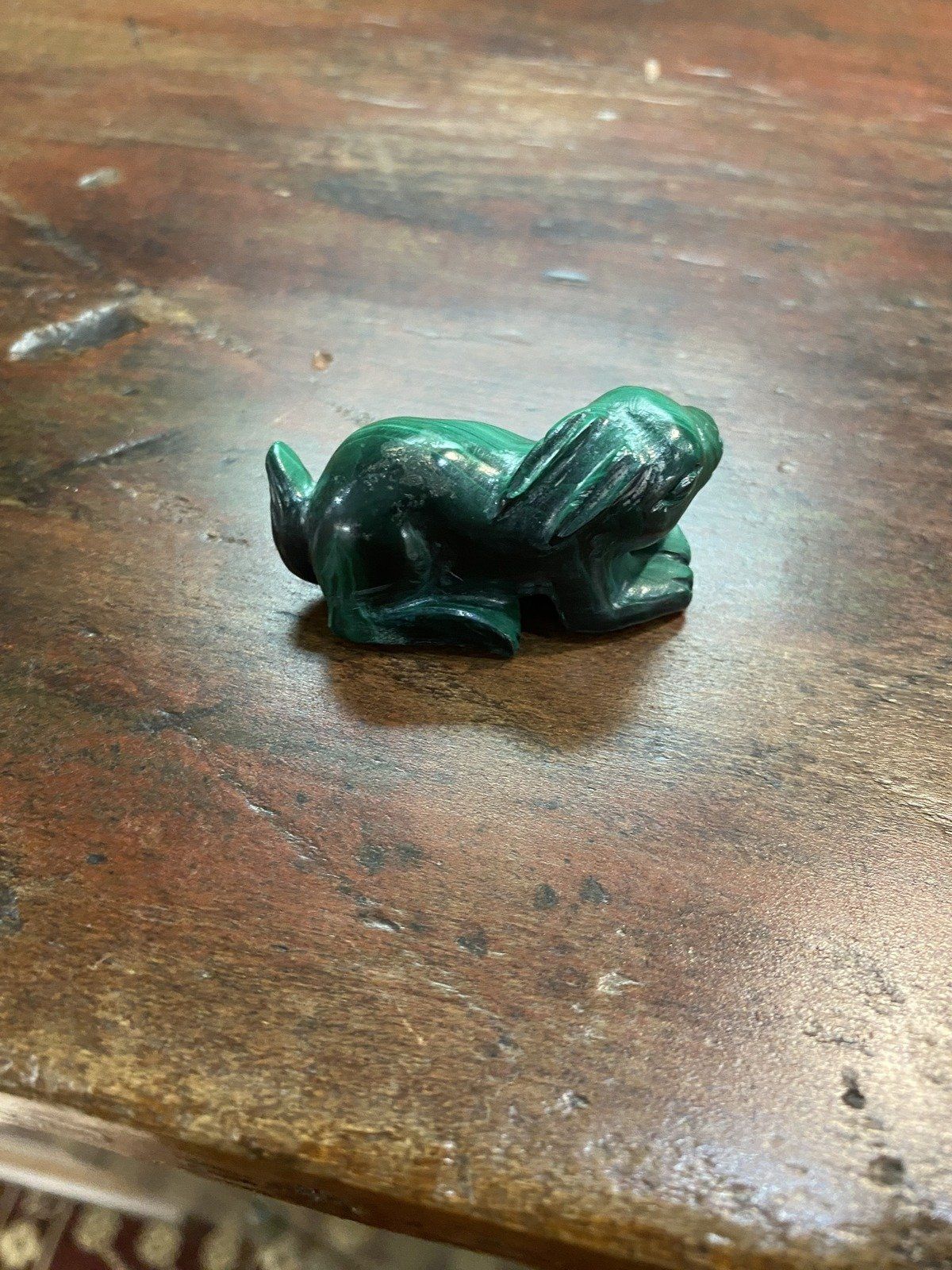 Genuine Natural Malachite Carved Hare Figurine 10