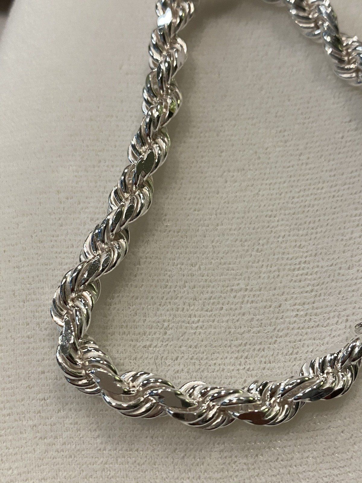 Chain, sterling silver, 6mm diamond-cut French rope, 7 inches. 2