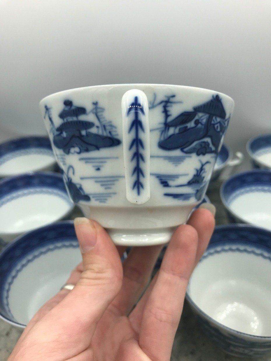 Set of 11 Mottahedeh Vista Alegre Canton Blue Tea Cups 3