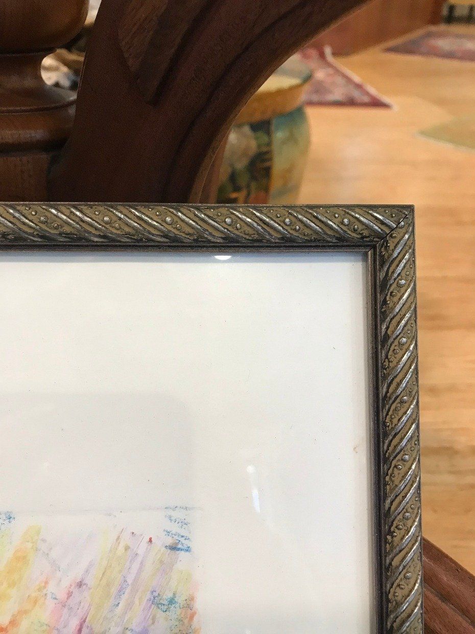 Framed Original Abstract Pastel Drawing Signed A.B. Brunett 4