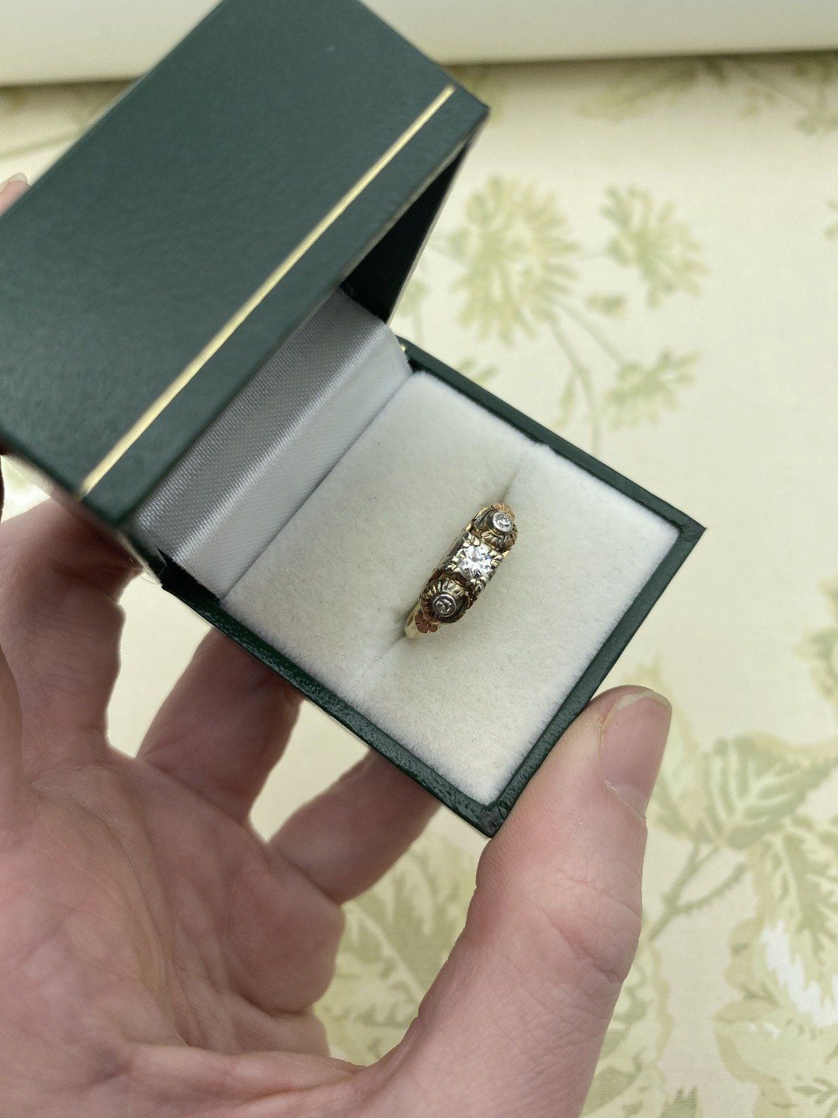 Antique Victorian Ornamental Old Euro Diamond Ring w Bezel Diamond Shoulders #2218 3