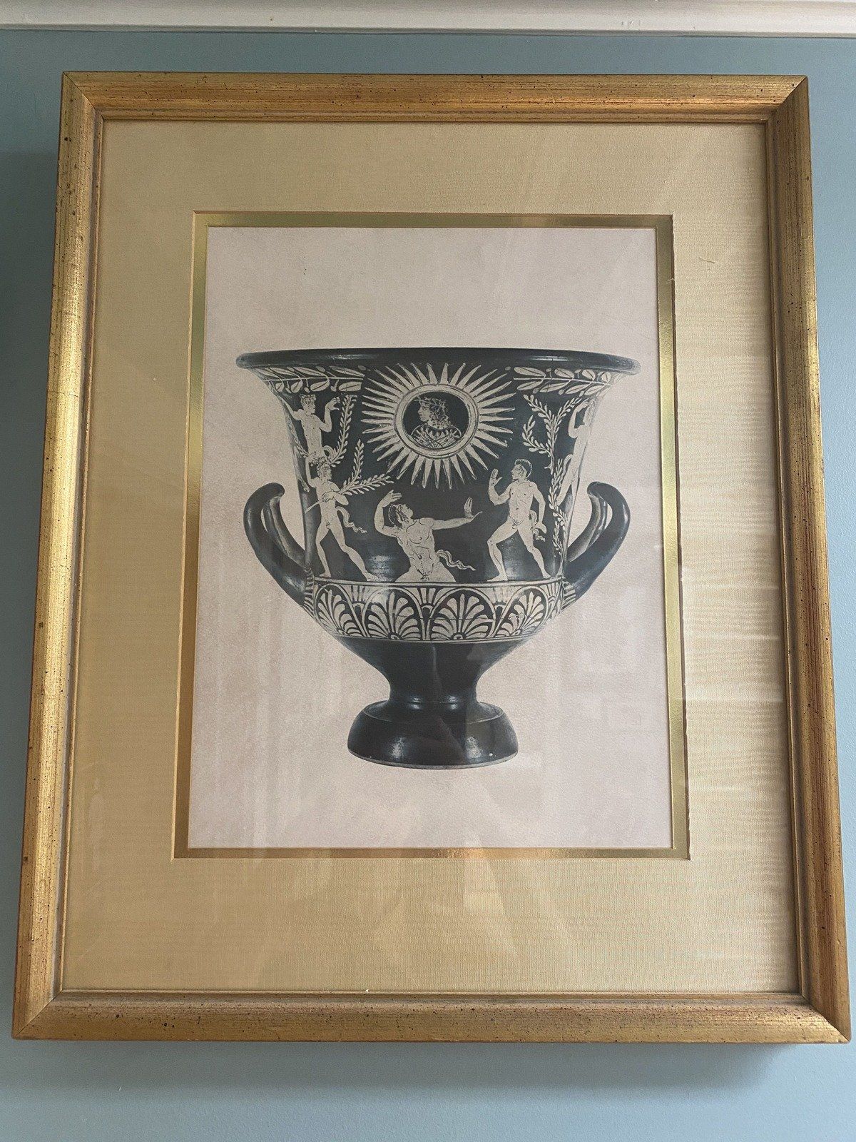 Vintage Framed 21X17 Matted Grecian Pottery Art Prints