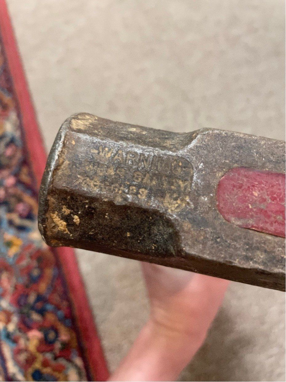 Vintage 14.5L Unmarked Wooden Short Handle Sledge Hammer 3