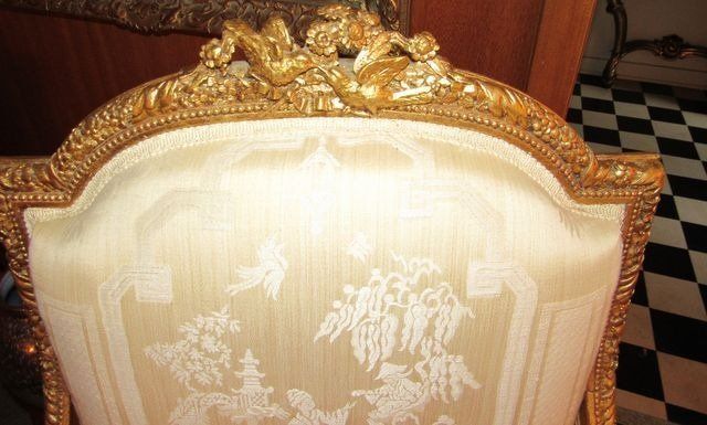 Ornate Vintage Louis XV Style Gold Painted Parlor Chair 3