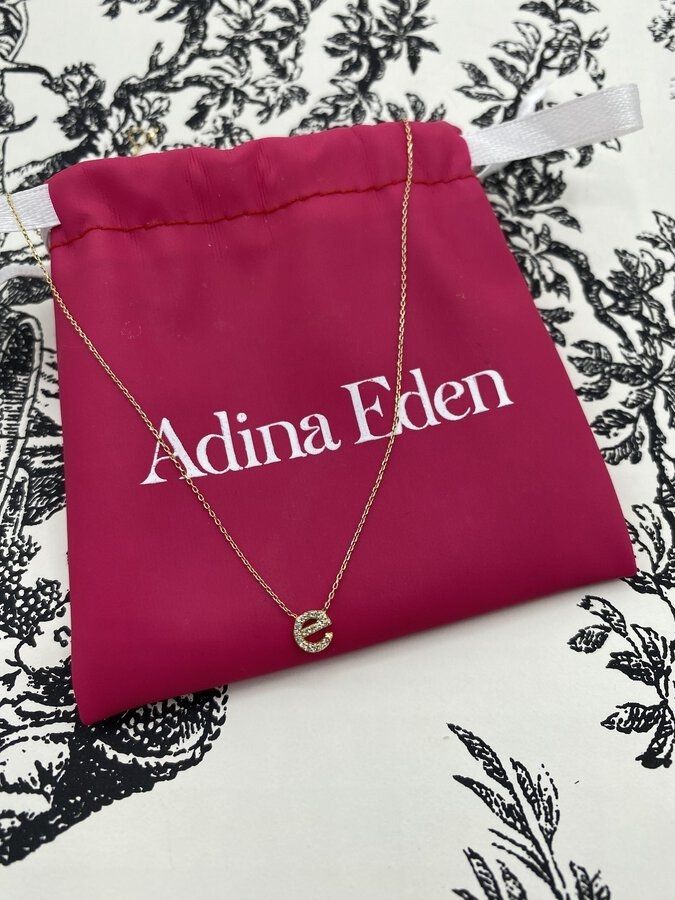 14k Gold Adina Eden Diamond Initial E Layering Necklace (ADJUSTABLE) 3