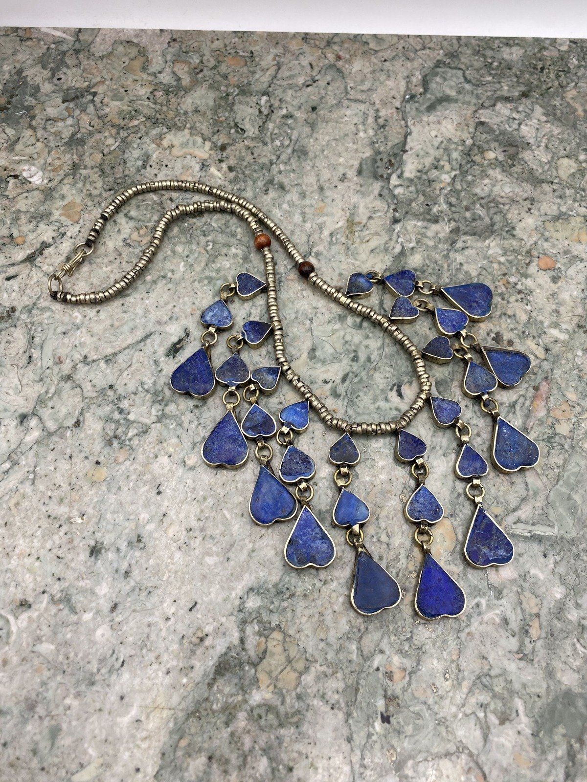 Beautiful Genuine Lapis Tribal Silver Afghan Kuchi Tribal Collar Necklace 5