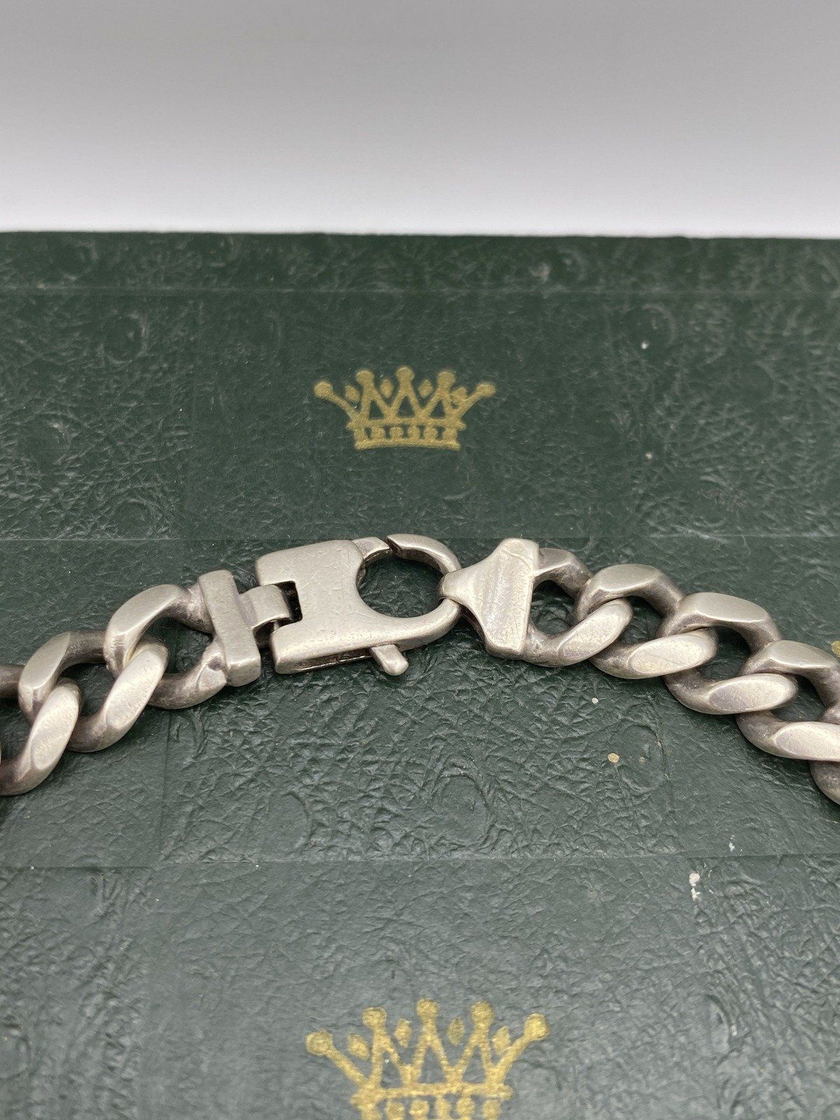 Men's Vintage Sterling Silver 9mm Curb Link 9.25L Bracelet #2366 7
