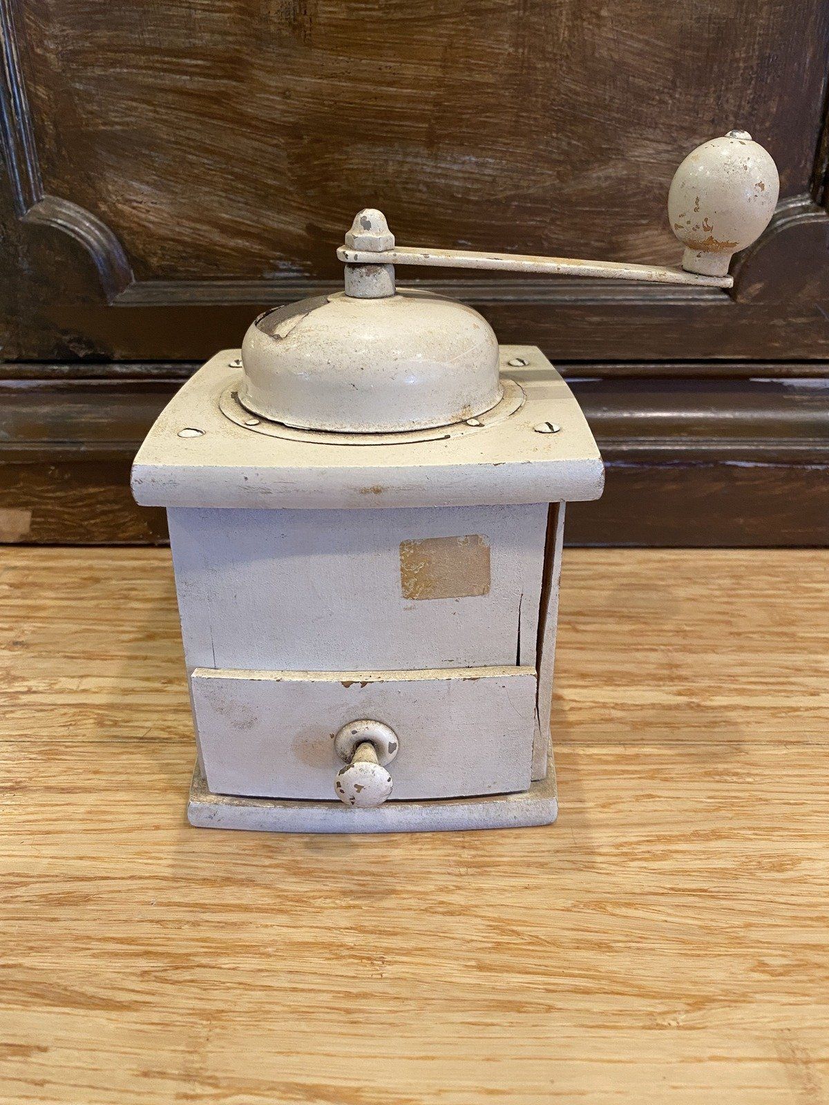 Antique Eggshell White Coffee Grinder