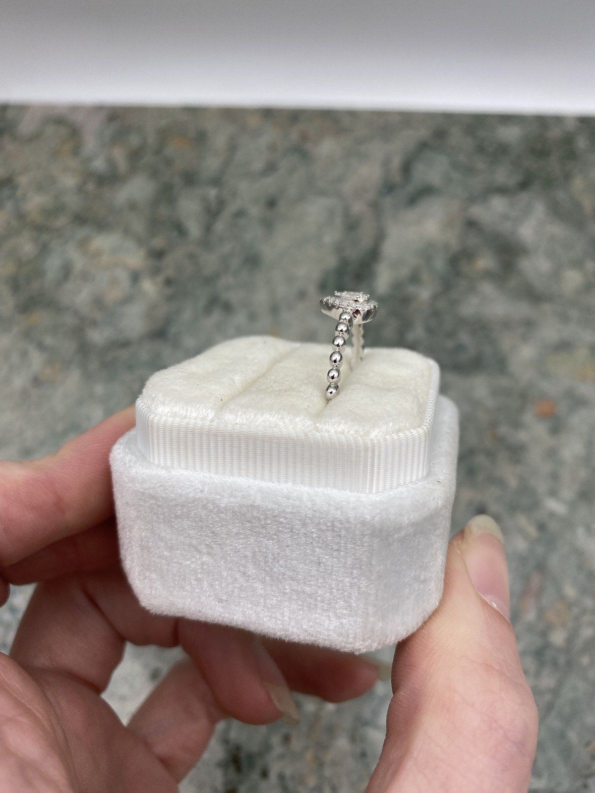 Minimalistic Modern .23ctw Trapezoidal Pear Cluster Moissanite Diamond Sterling Milgrain Band Bridal Ring + GIA Report 7