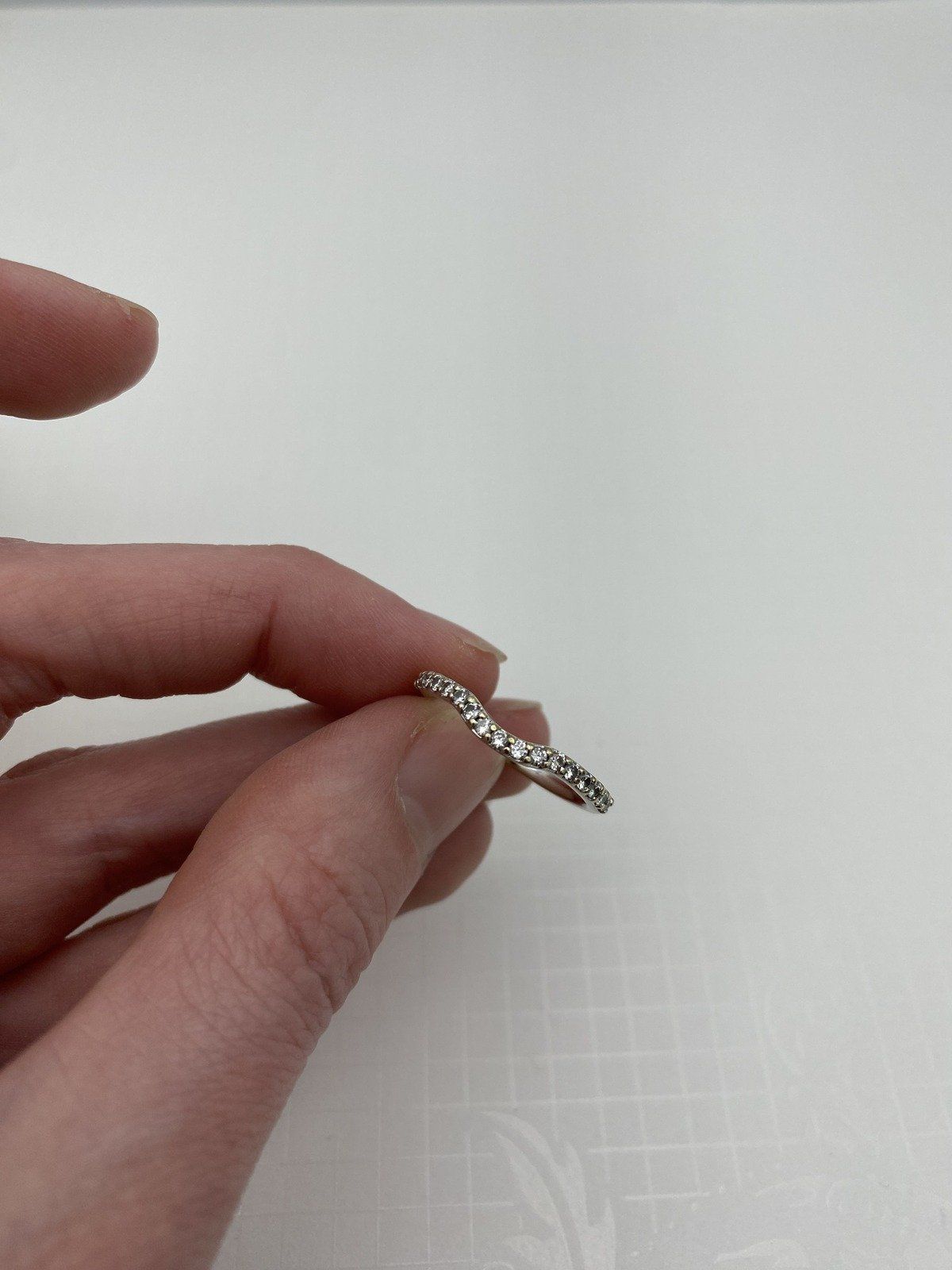 14k White Gold Pave Diamond Ring Guard w Rounded Dip 8