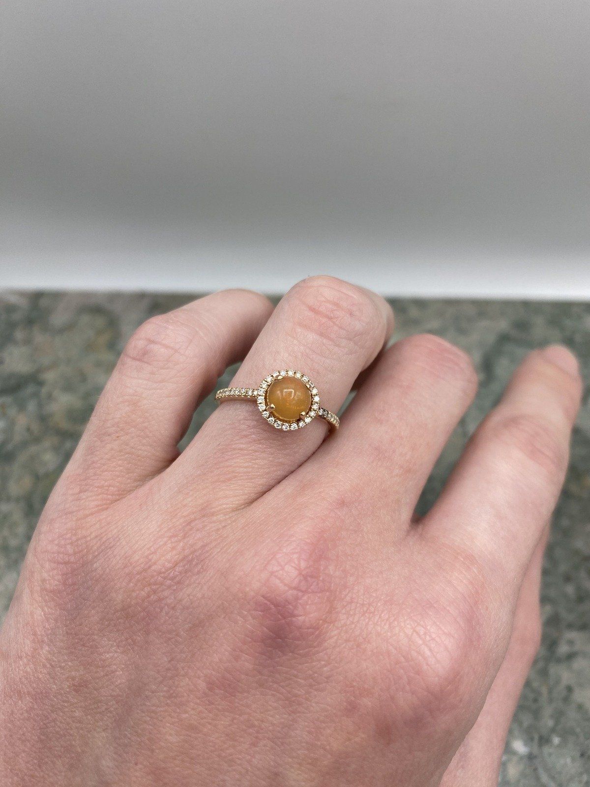14k Rose Gold Mexican Fire Opal + Diamond Crowned Ring 4