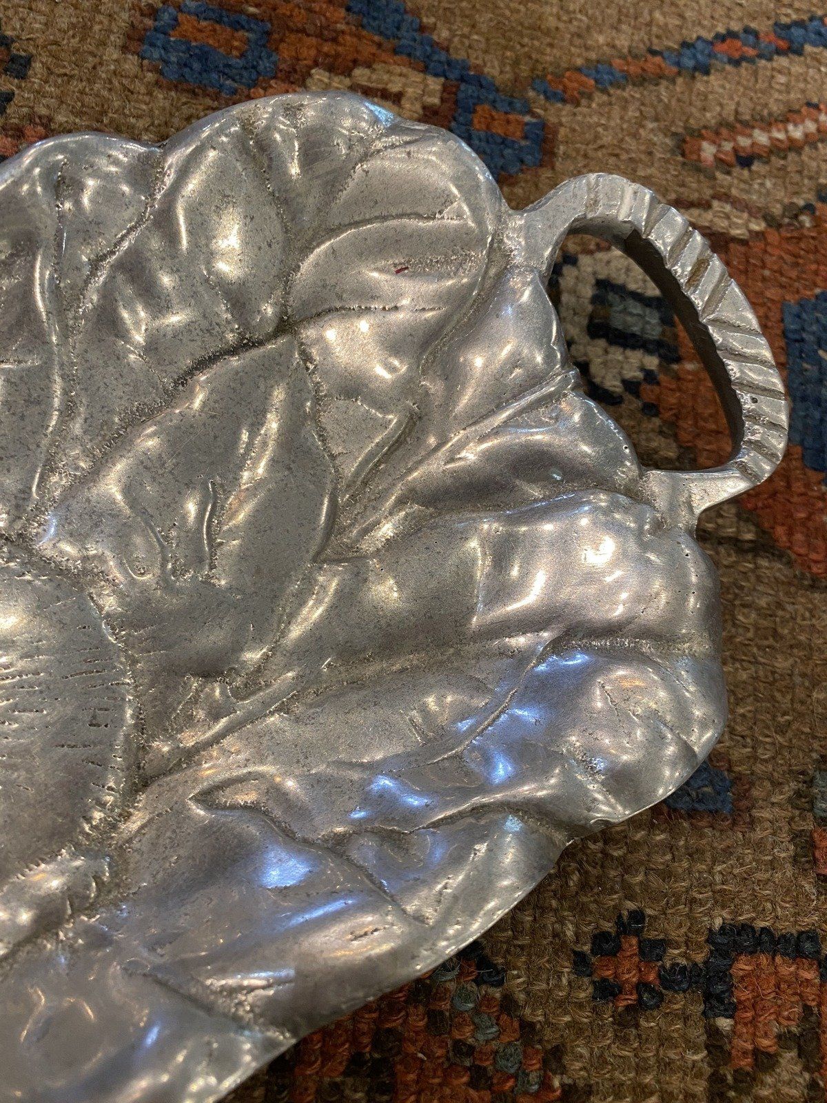 Mexico Made Polished Pewter Chased Rabbit Elongated Dish 2