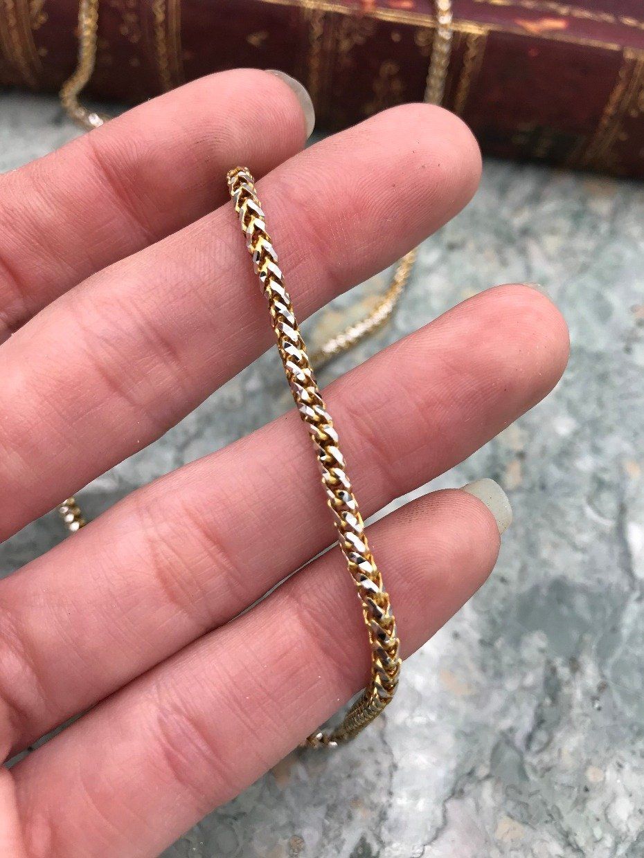 24 10k Gold Diamond Laser Cut 3.5mm Chain Necklace 2