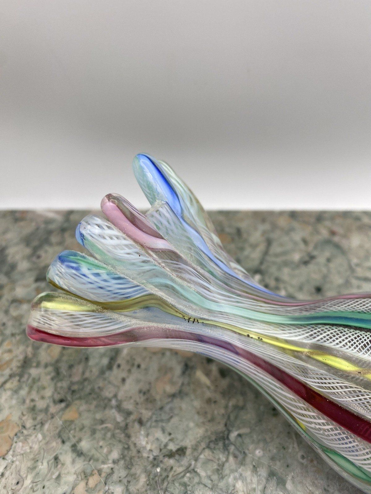 Colorful Glass Blown Candy Stripe Bird Paperweight (1x Missing Tail Feather) 5