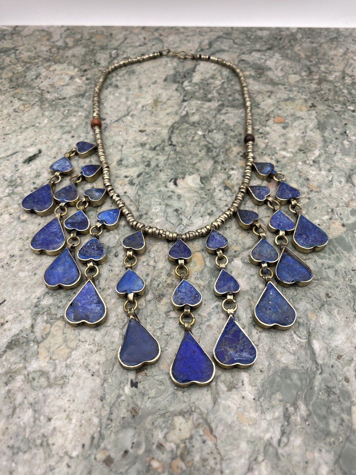 Beautiful Genuine Lapis Tribal Silver Afghan Kuchi Tribal Collar Necklace 8
