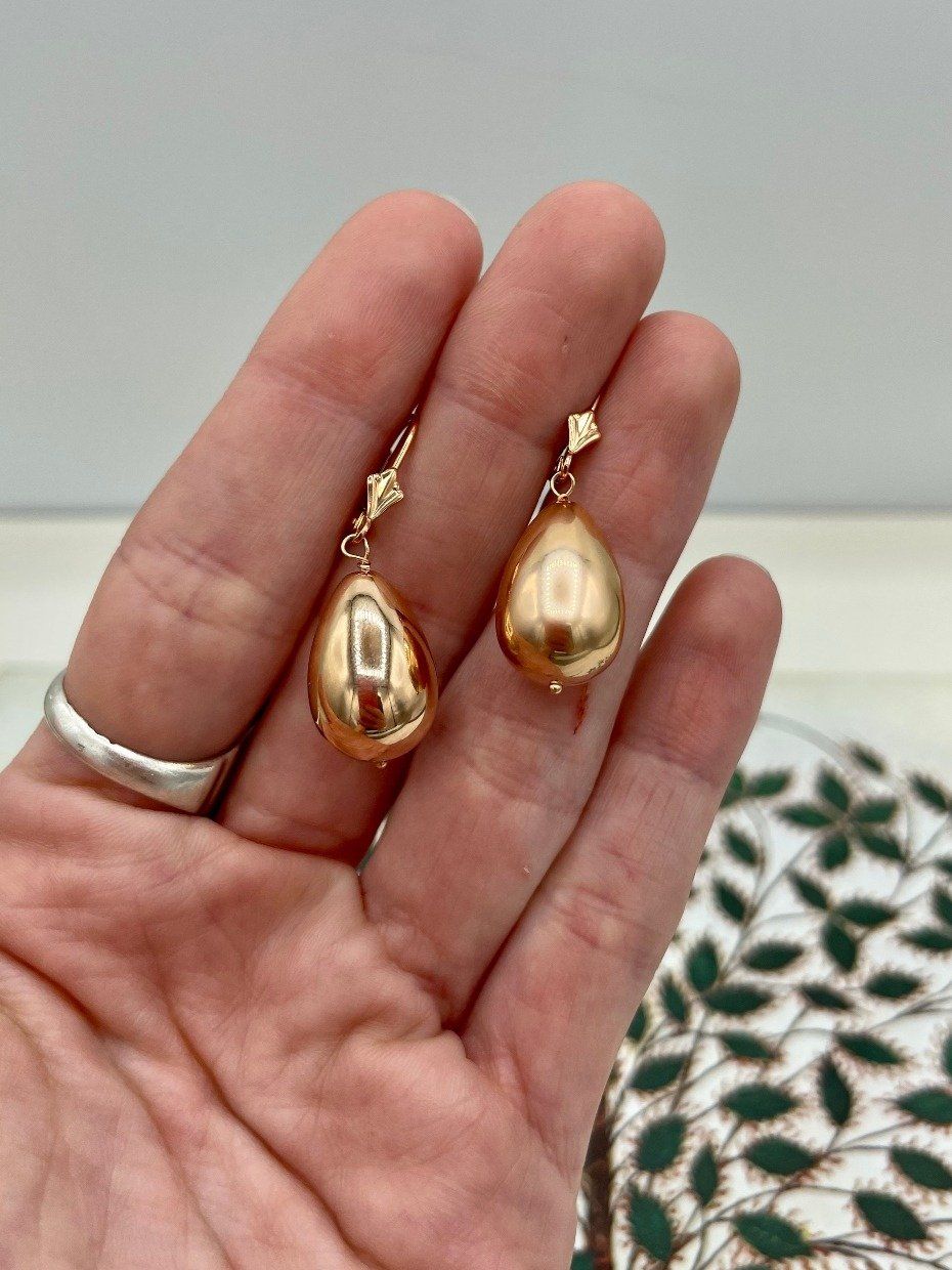 Modern Minimalistic 14k Rose Gold Finial Drop Earrings 2