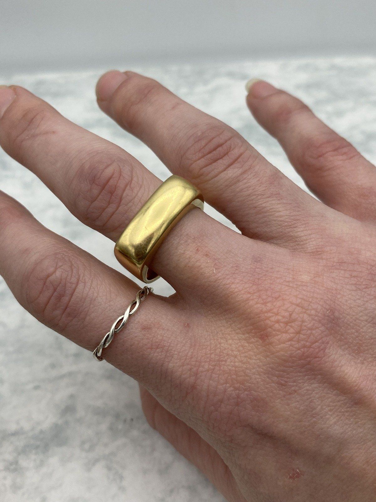 Friggin' Sick Custom Artist Signed c.1988 Vintage 18k Blobby Gold Signet Ring Band 2