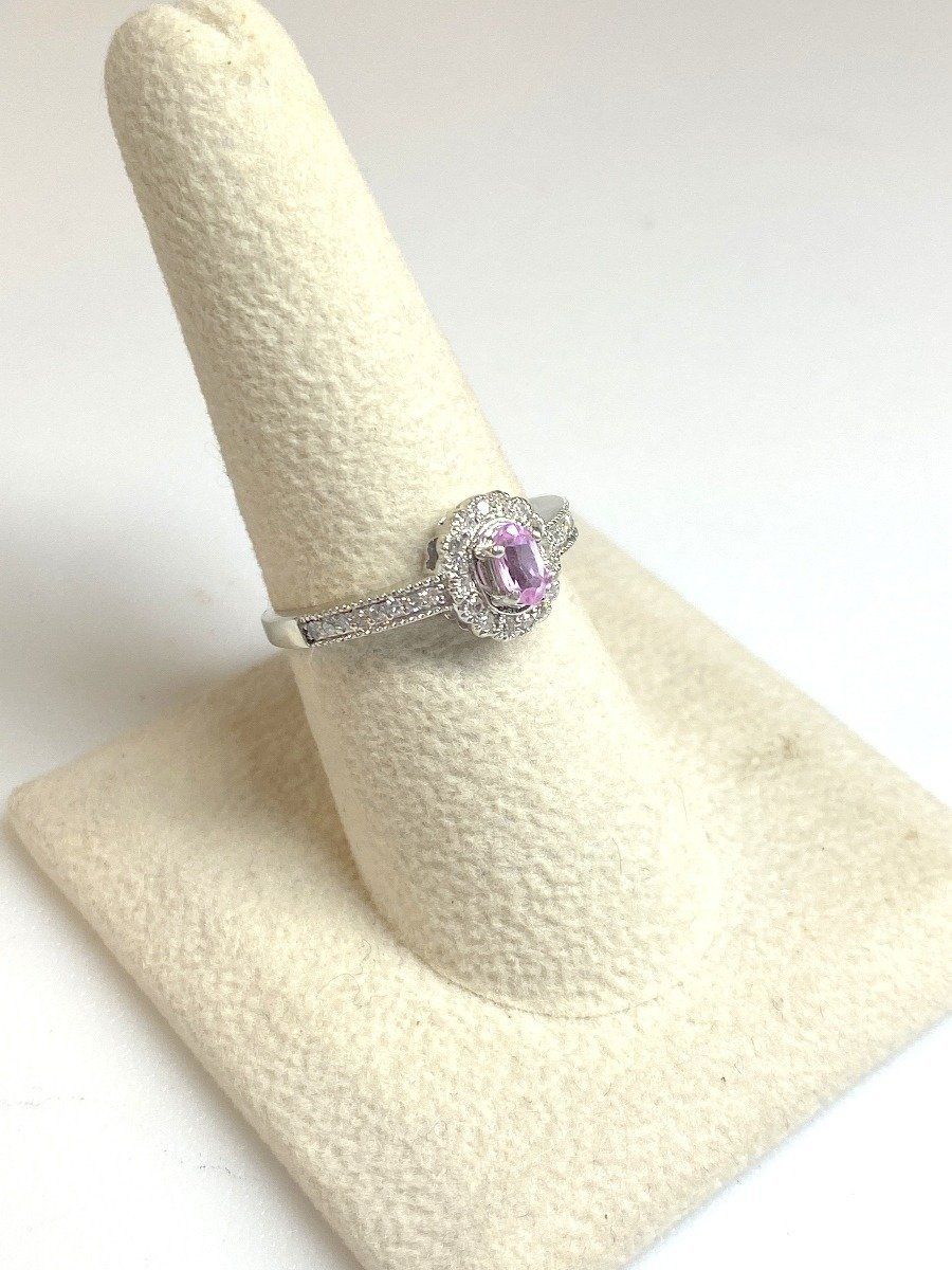 .5CTW Natural Pink Sapphire 10k White Gold Ring 2