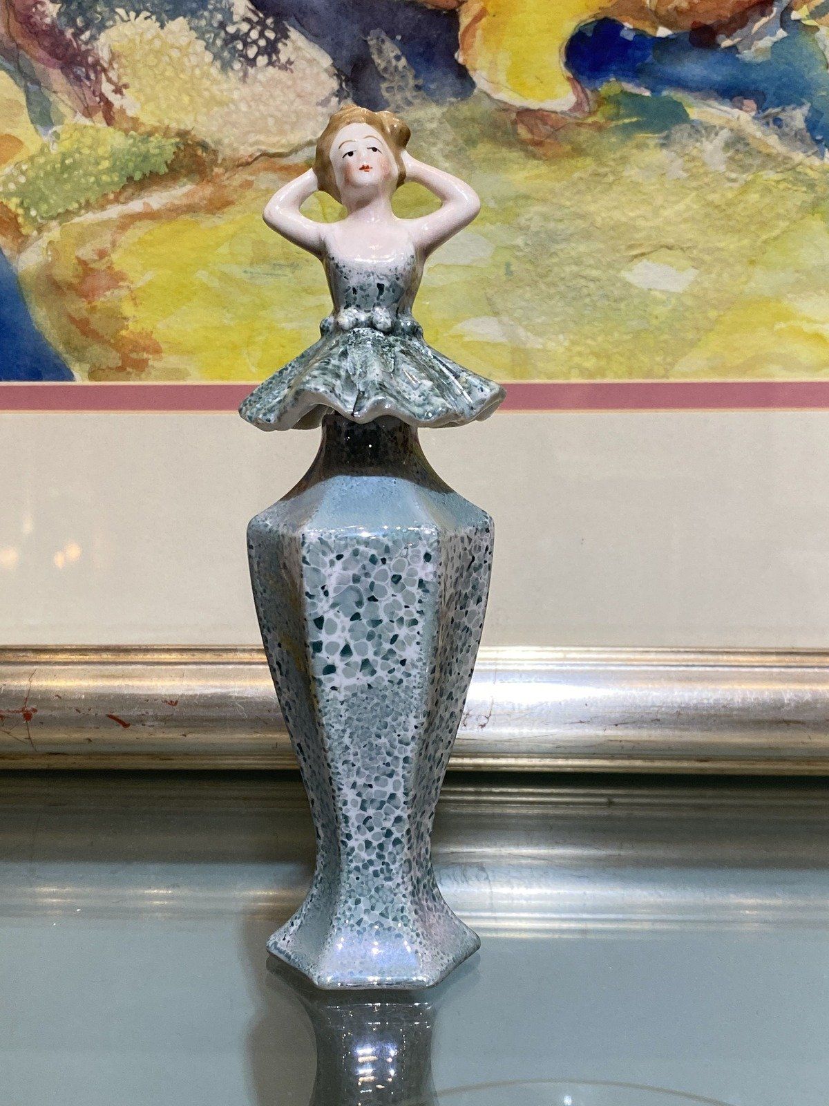 Bavaria Speckled Porcelain Lady Top Perfume Bottle
