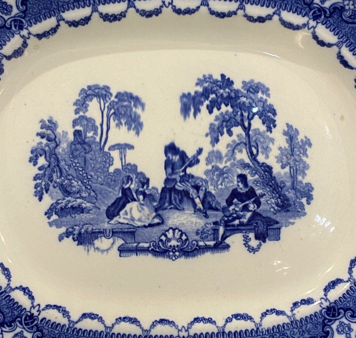 Royal Doulton Antique Flow Blue Burslem Watteau Serving Platter 13” Serenade 2