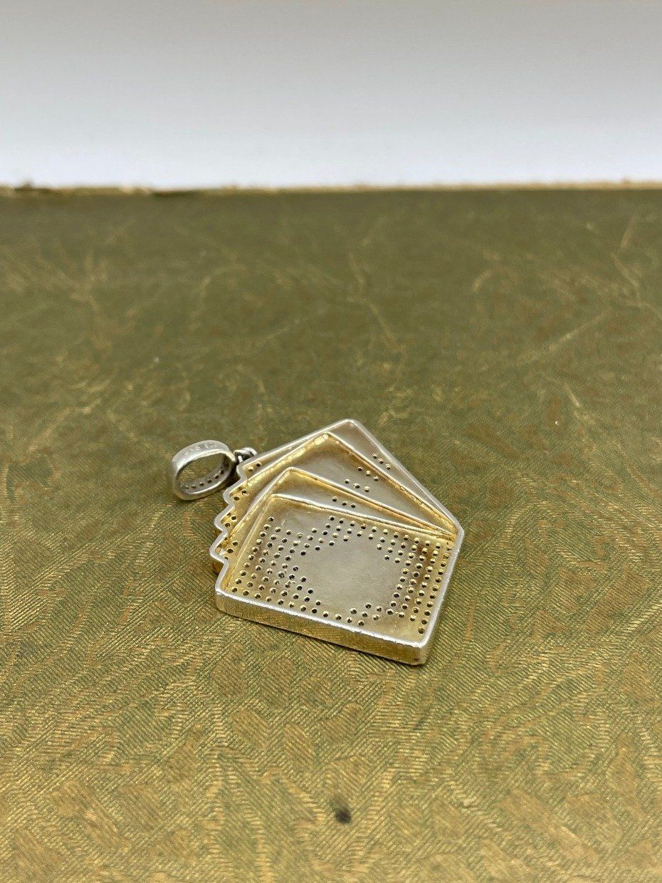 Sterling Silver + Diamond Crested Blackjack Card Pendant 3