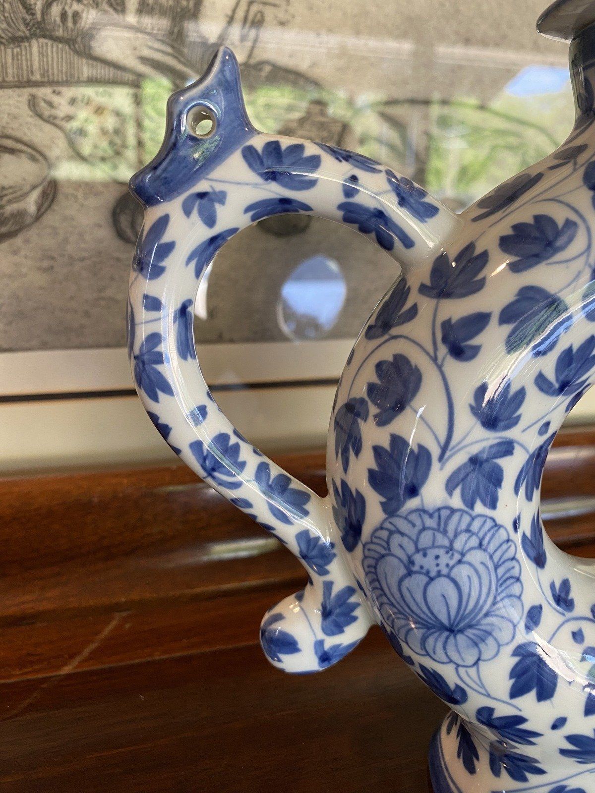 Striking Vintage Thai Blue + White Hollowed Center Porcelain Teapot 5