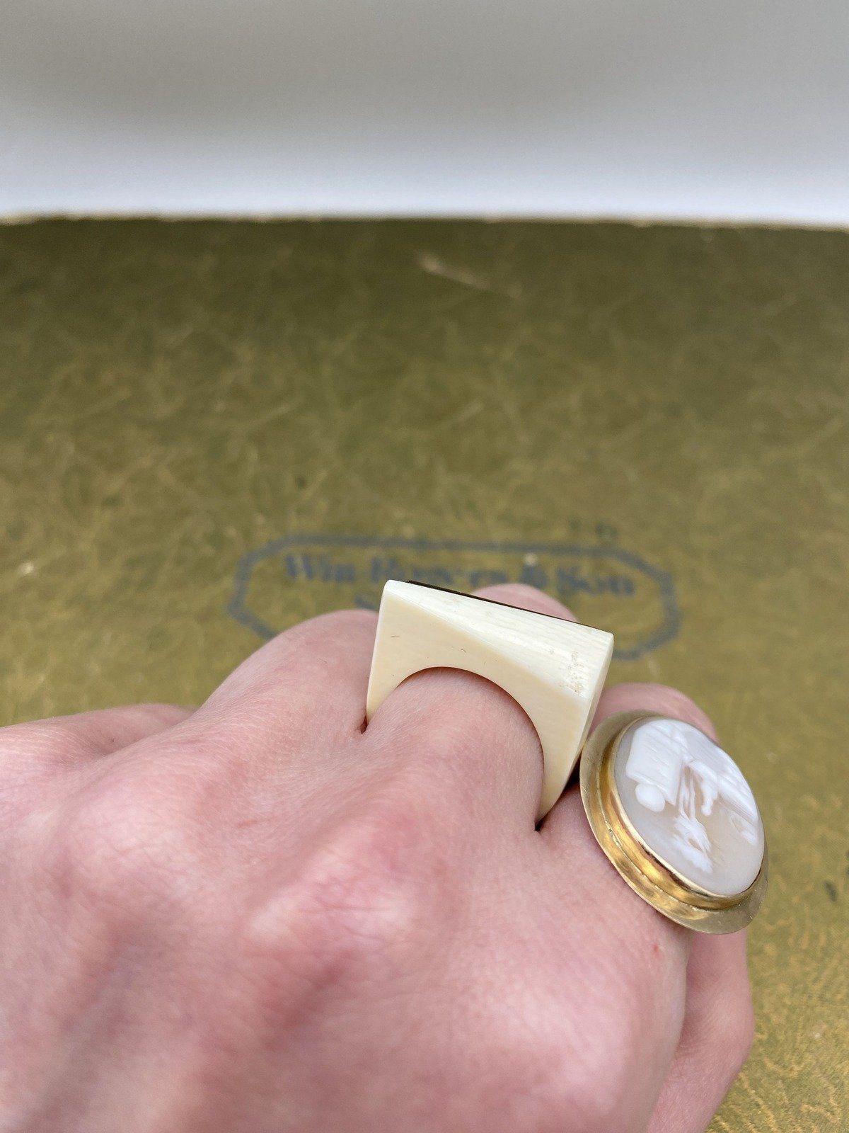 Organic Minimalistic Bone + Horn Carved Ring 5