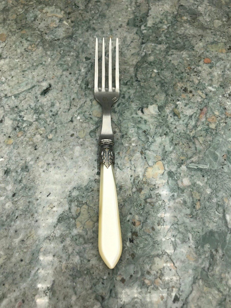 Mid Century Pearly Lucite Handled Dinner Fork