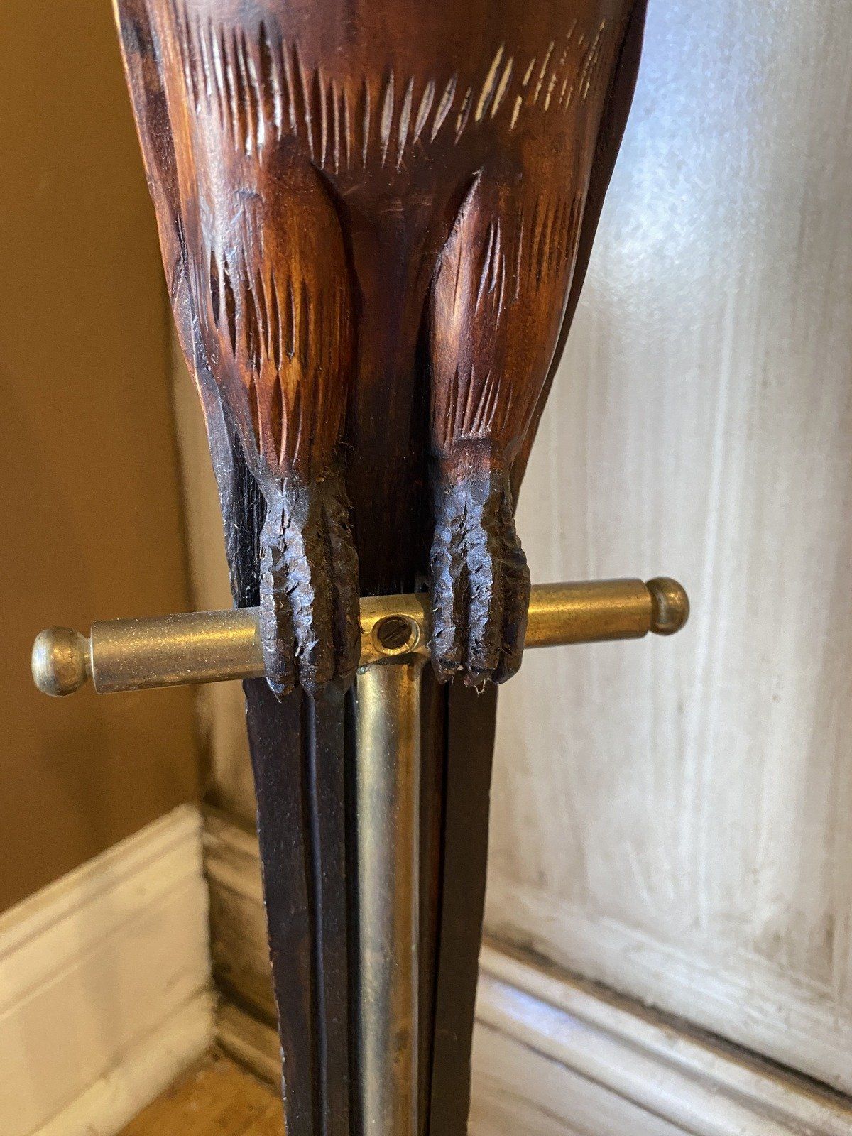 SARREID LTD Hand Carved Wood Bird on Brass Cage Stand 4
