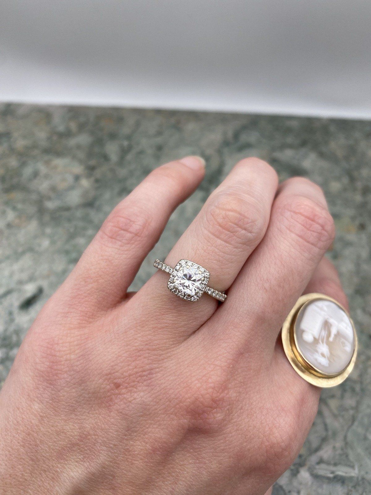14k White Gold .85ct Center Moissanite Solitaire Diamond Engagement Ring 5